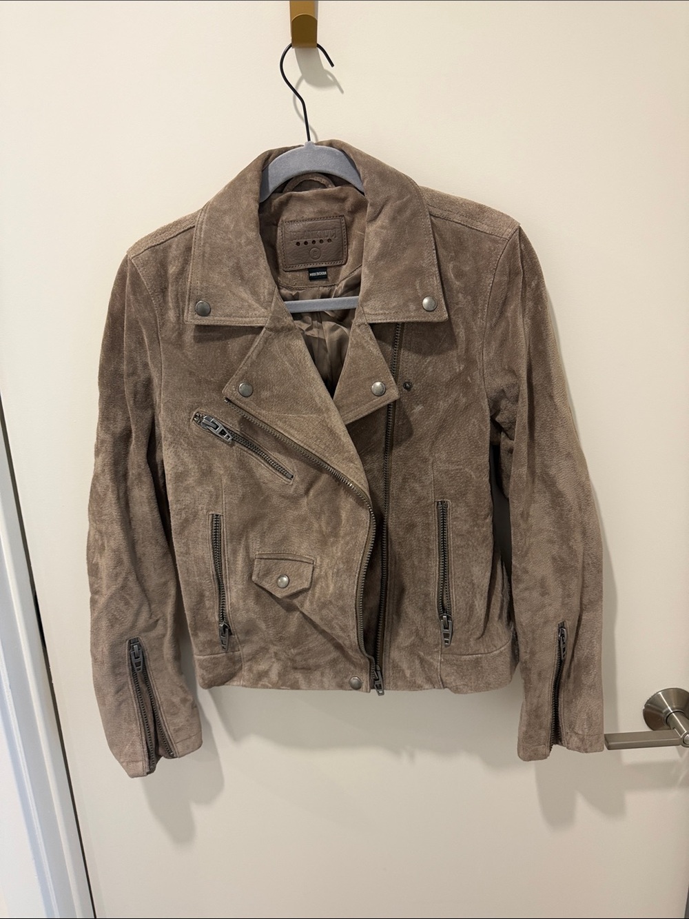 BlankNYC Real Suede Moto Jacket - Taupe